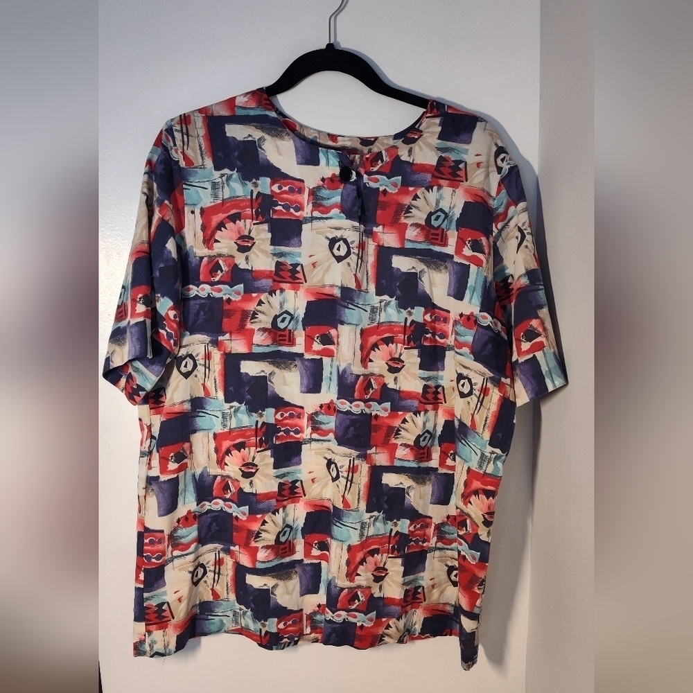 Romans Geometric Print Top Size 2X #739